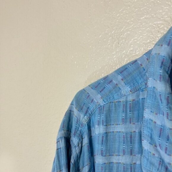 Carbon 2 Cobalt Blue Colorful Art Long Sleeve Button Shirt XL - Picture 2 of 4